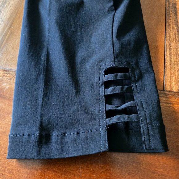 Slim-sation Women's 18 Black Pullon Capris Lattice Side Split Hem Stretch - Picture 9 of 10